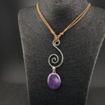 Argentium Silver S Spiral Pendant with Oval 925 Silver Mohave Purple Turquoise Gemstone