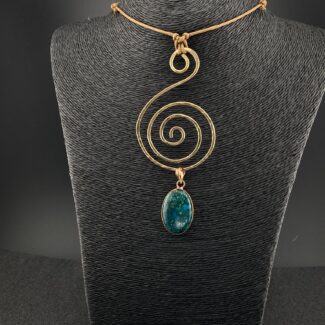 Bronze Chrysocolla Spiral Pendant