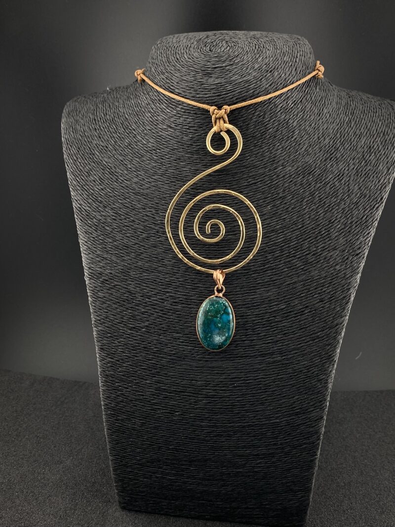 Bronze Chrysocolla Spiral Pendant