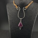 Niobium Nouveau Pendant with Teardrop Vintage 925 Silver Bezel Ruby in Zoisite Gemstone