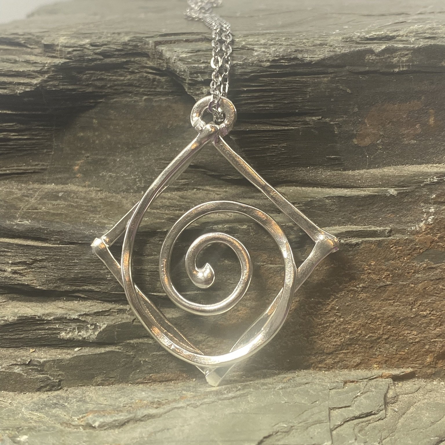 Universe Spiral Portal Talisman - Striking Argentium Silver Portal Spiral Pendant Handcrafted By Rox pendant argentium_silver none