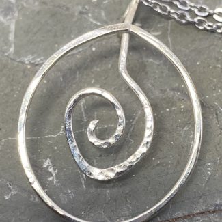 Spiral Silver Cavern - Striking Argentium Silver Spiral Pendant Handcrafted By Rox pendant argentium_silver none