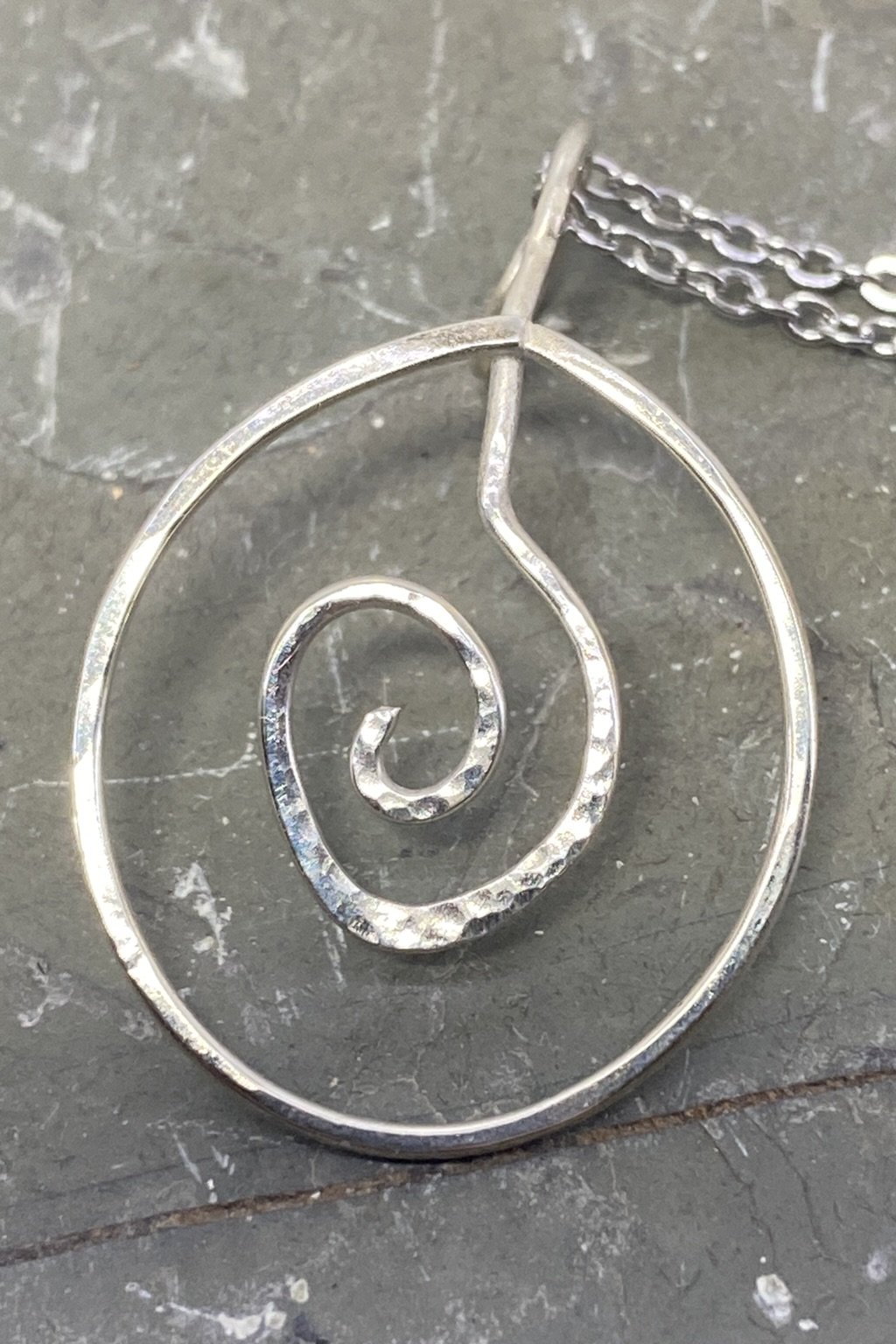 Spiral Silver Cavern - Striking Argentium Silver Spiral Pendant Handcrafted By Rox pendant argentium_silver none