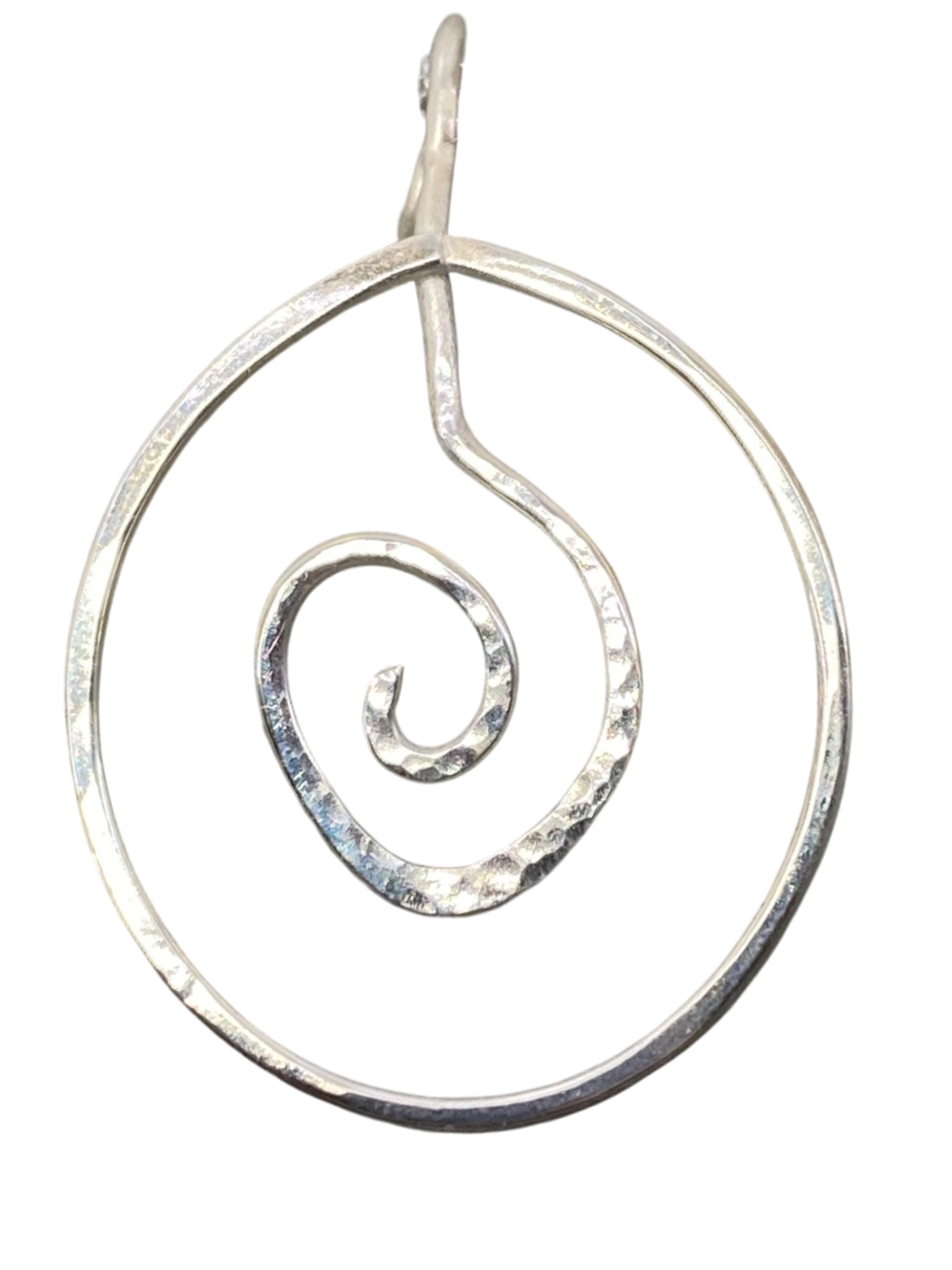 Spiral Silver Cavern - Striking Argentium Silver Spiral Pendant Handcrafted By Rox