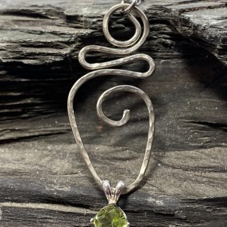 Harmony Goddess Peridot Protection - Gorgeous Argentium Silver Abstract Goddess Pendant with Exquisite Peridot Created By Rox pendant argentium_silver peridot