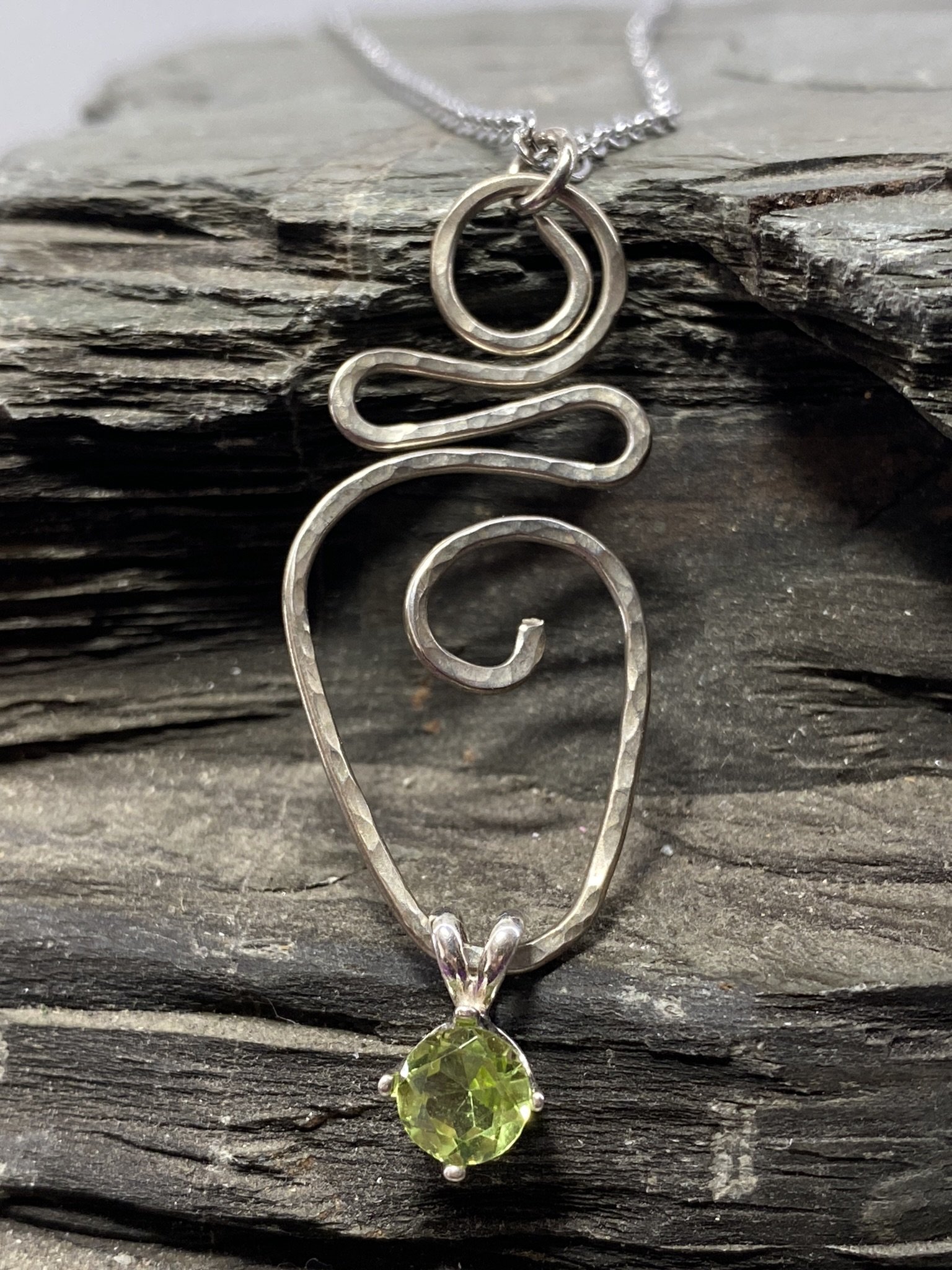 GoddessHarmonyPeridot01 Harmony Goddess Peridot Protection - Gorgeous Argentium Silver Abstract Goddess Pendant with Exquisite Peridot Created By Rox pendant argentium_silver peridot