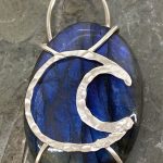 Moonlight Veil Crescent Moon Argentium Silver and Labradorite Pendant Created By Rox pendant argentium_silver labradorite