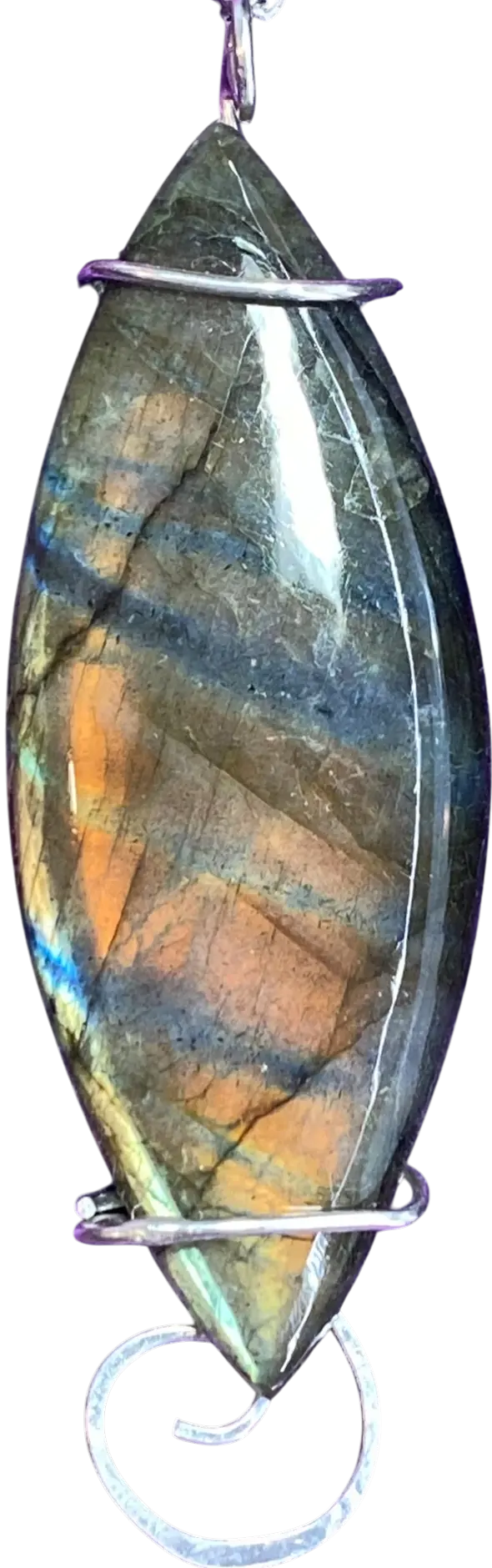 Celestial Silver Aurora Ribbons - Gorgeous Argentium Silver Spiral Pendant with Exquisite Labradorite Uniquely Crafted By Rox