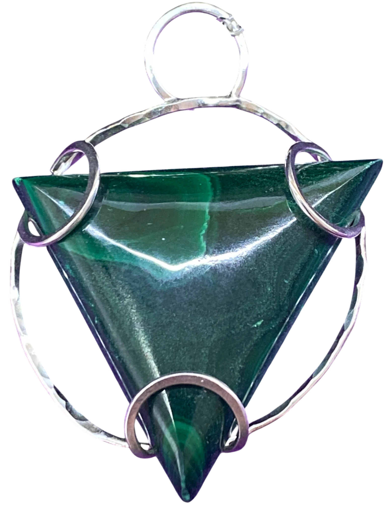 Malachite Forest Transformation Triad Amulet - Exquisite Argentium Silver Amorlith Pendant with Striking Malachite Uniquely Crafted By Rox