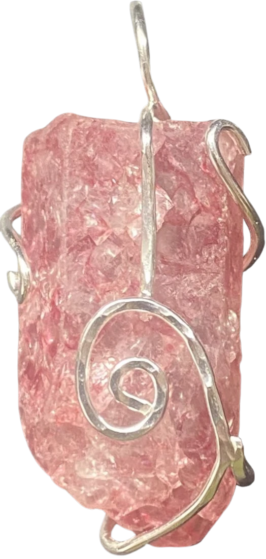 Pink Panther Spinel Spiral - Striking Argentium Silver Spiral Pendant with Gorgeous Pink Spinel Handcrafted By Rox