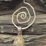 Angel Hair Solar Quartz Argentium Silver Spiral Pendant with Breathtaking Rutilated Quartz Crafted By Rox pendant argentium_silver rutilated_quartz