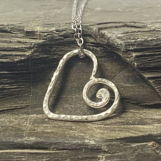 The Heart's Journey Spiral - Stunning Argentium Silver Spiral Heart Pendant Created By Rox pendant argentium_silver none