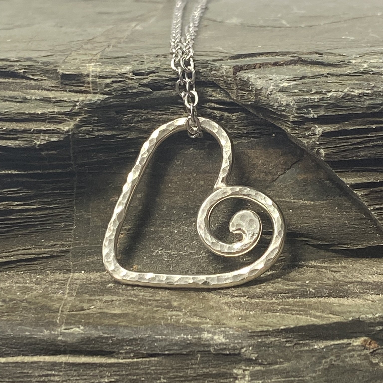 The Heart's Journey Spiral - Stunning Argentium Silver Spiral Heart Pendant Created By Rox pendant argentium_silver none