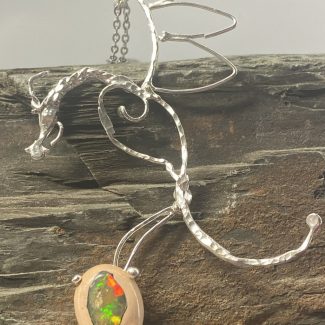 Tanwen's Mother Dragon Egg - Gorgeous Argentium Silver Mythical Beast Pendant with Breathtaking Opal Uniquely Crafted By Rox pendant argentium_silver opal