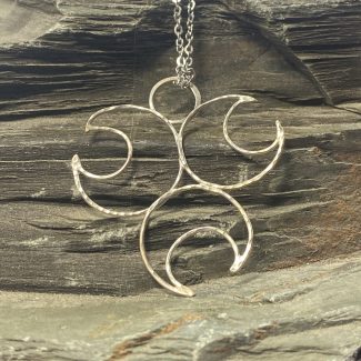 Triple Moon Argentium Silver Goddess Talisman - Exquisite Argentium Silver Moon Phases Pendant Created By Rox pendant argentium_silver none
