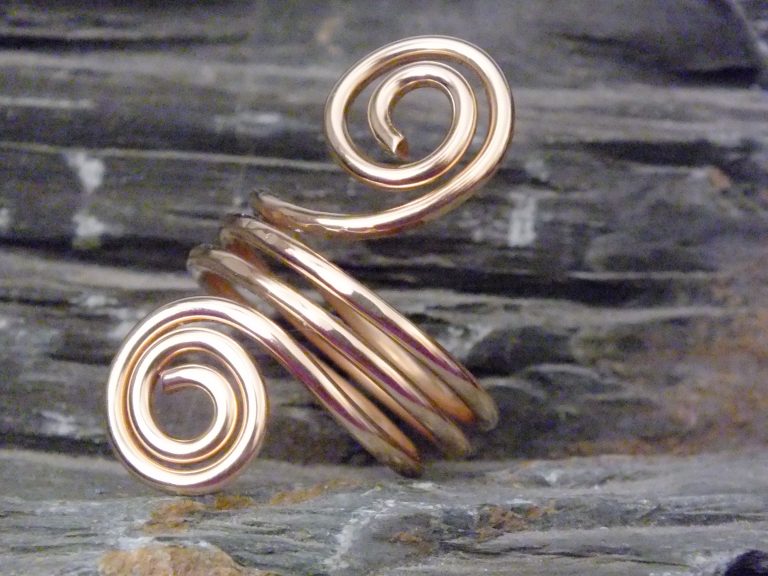 Double Spiral Double Shank Ring - Alternate (Angled On Wood)