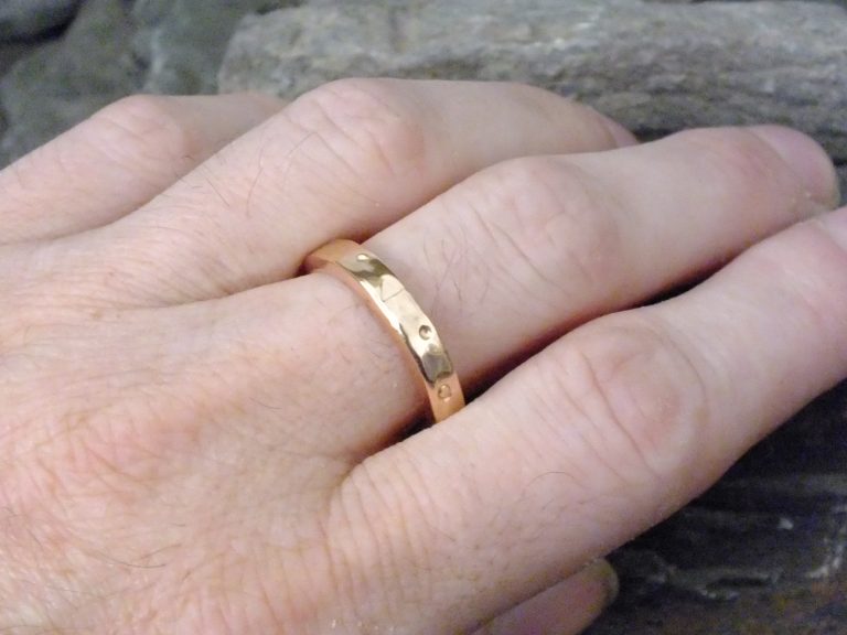 Narrow Band Dimple Ring - Alternate (Worn On Hand)
