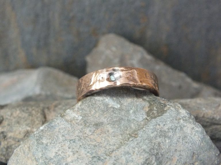 Wide Band Large Dimple Ring - Close-up Stone Detail 1