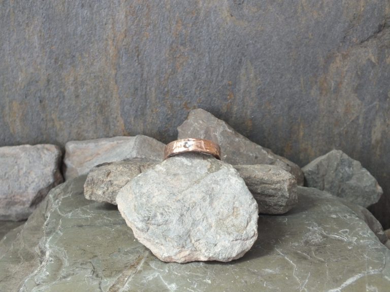Wide Band Large Dimple Ring - On Stacked Rocks