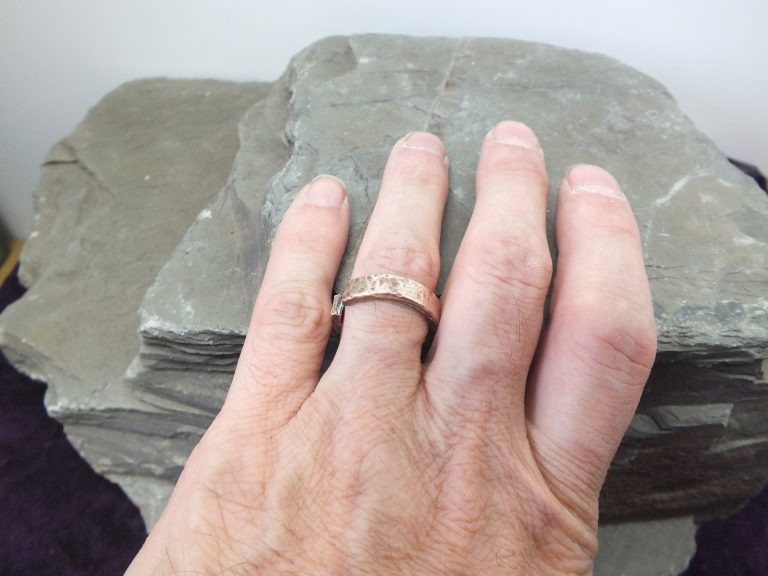 Wide Band Large Dimple Ring - Worn On Hand
